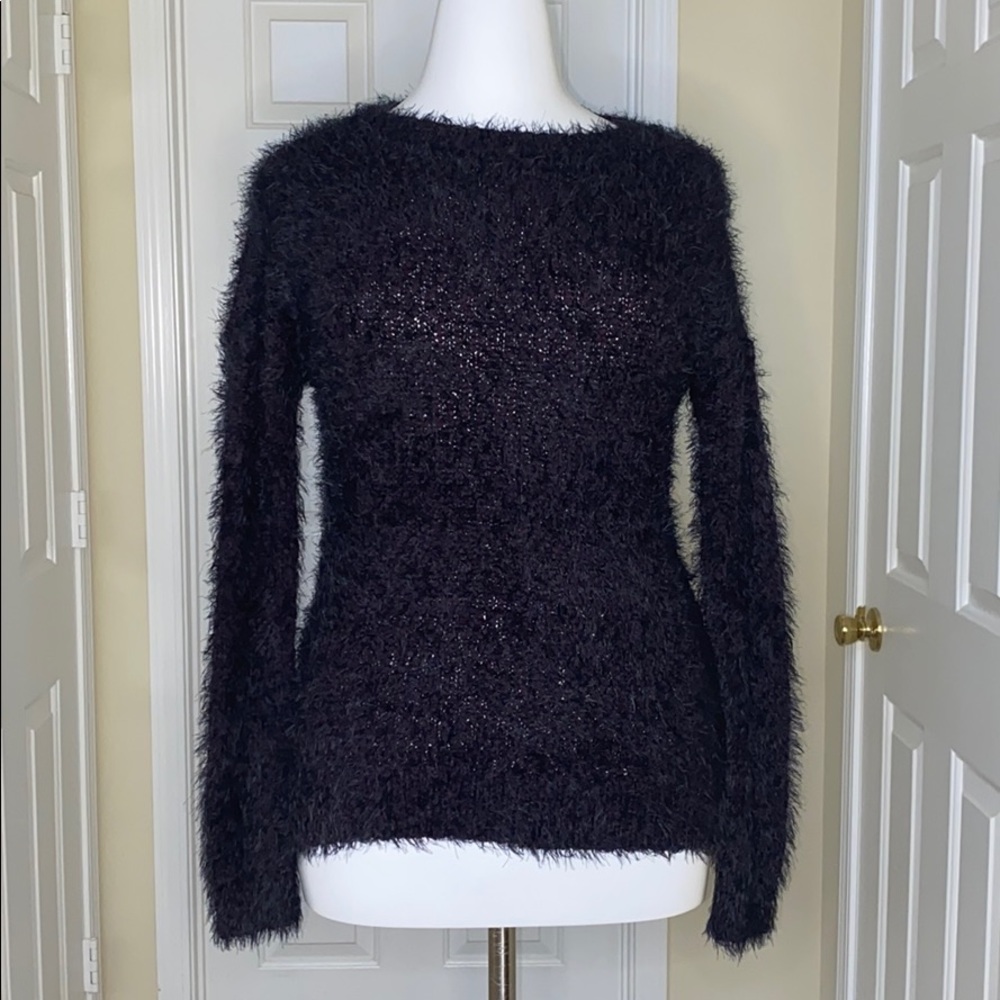 NWT Express Purple/Black Fuzzy Sweater
